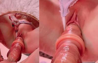 gai-lon-ngon-thu-dam-truoc-guong-sextoy-dinh-chat-vao-guong-roi-nhap-say-sua